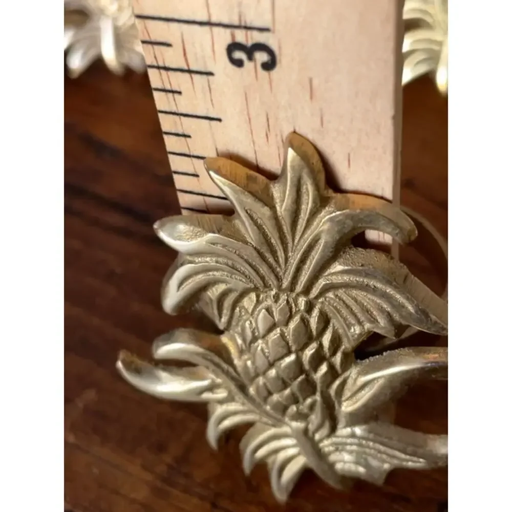 Brass Pineapple Napkin Rings Set of 8 Gold Tone Coastal Grandmillennial Decor